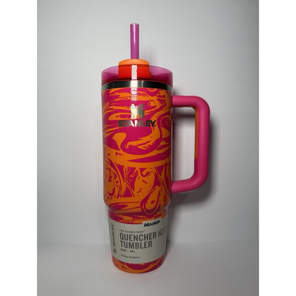 Stanley X Moolah Kicks Turquoise + Pink Orange 30oz Quencher Tumbler Set BNWT - Picture 8 of 14